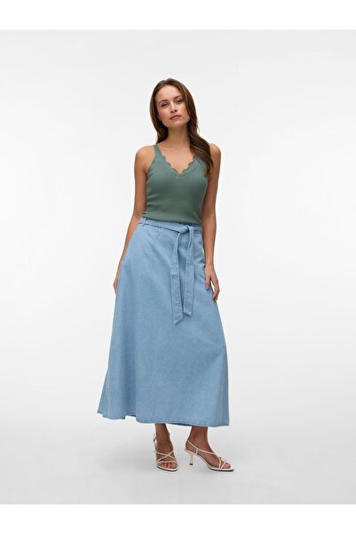 Vero Moda Jeansrock VMJOLENE Mid Rise Langer Rock