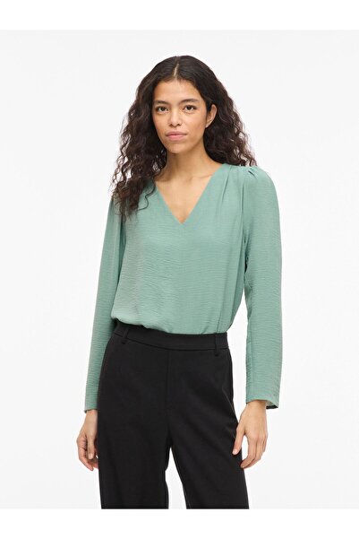 VILA Oberteil mit langen Ärmeln VIRELLA V-Ausschnitt