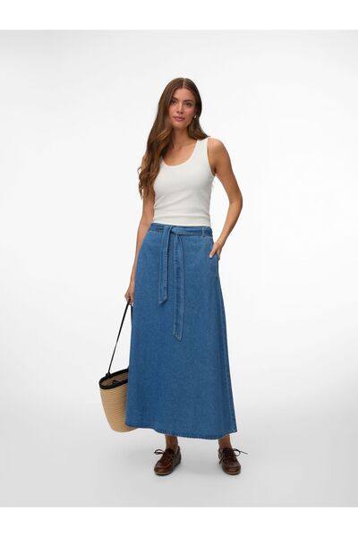 Vero Moda Jeansrock VMJOLENE Mid Rise Langer Rock