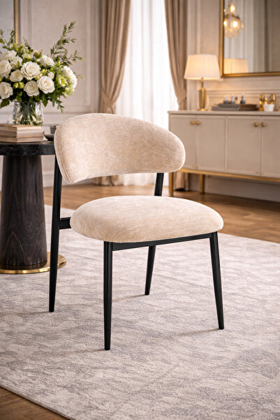 N.zone A modern dining chair with an elegant design and luxurious velvet fabr...