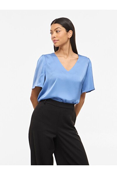 VILA Oberteil mit kurzen Ärmeln VIENNA RAVENNA V-Ausschnitt