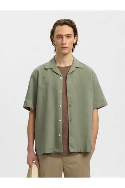 SELECTED Kurzarmhemd Leinenmix