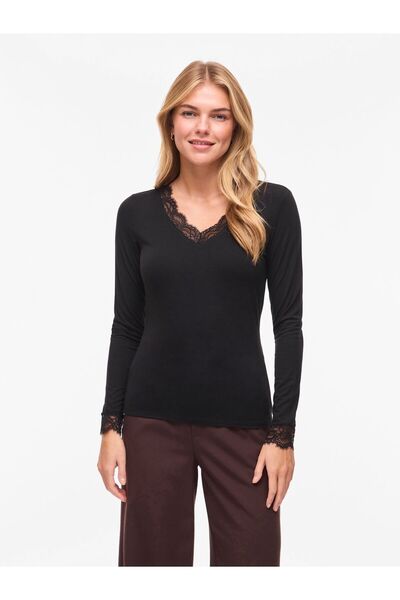 VILA Oberteil mit langen Ärmeln VICLURA V-Ausschnitt