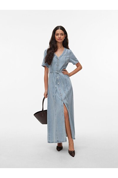 Vero Moda Jeanskleid VMJANINA Langes Kleid