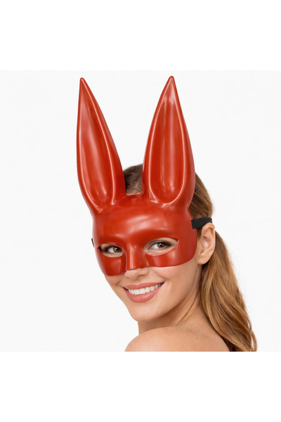 Lisinya قناع أرنب فاخر أحمر بأذنين طويلتين - TYGOO