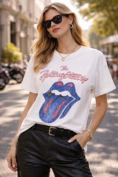 ibeeka Vintage Rock Style Printed White T-Shirt
