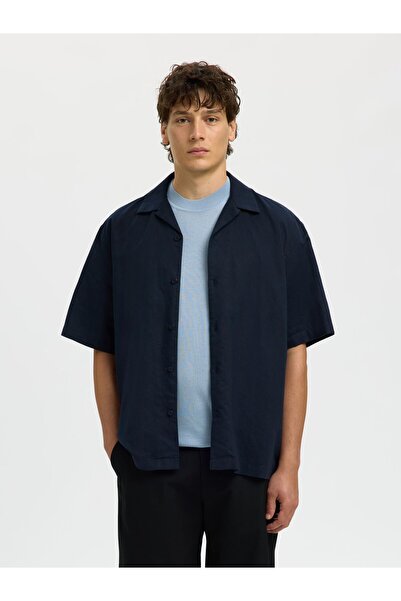 SELECTED Kurzarmhemd Leinenmix