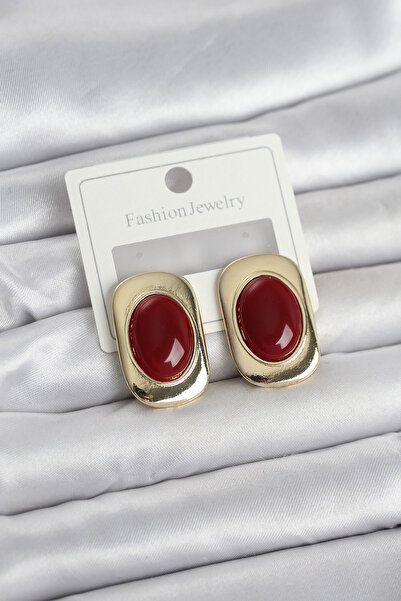 Inure Jewelry Burgundy Color Square Model Vintage Women's Earrings