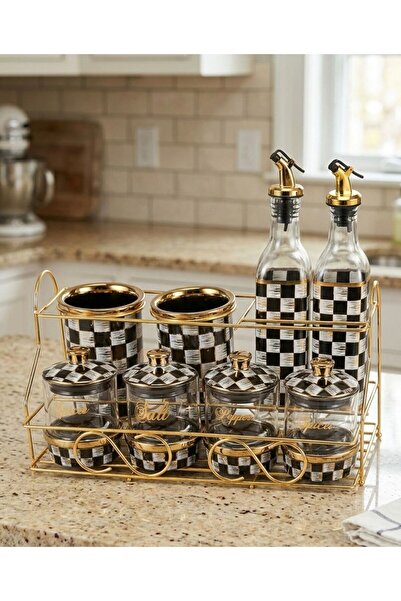 BERENHOMEE Gold dama desen yagdanlıklı şık baharatlık