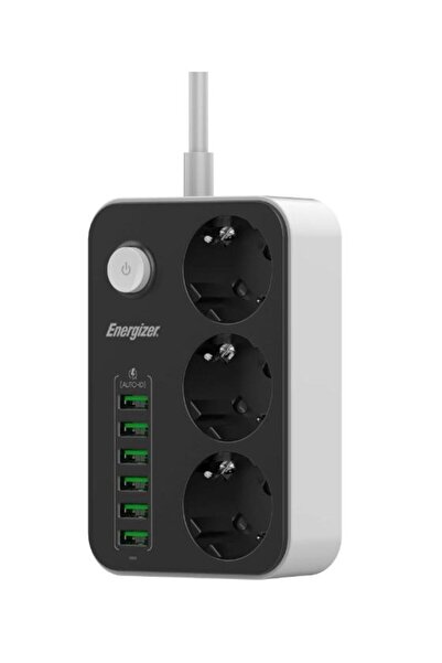 Energizer Prelungitor ENZ00018, 3 x AC Schuko, 6 x USB-A, 2500 W, 10 A, 2 m l...