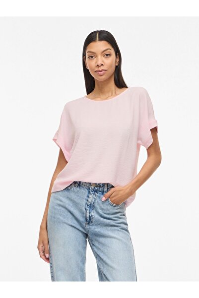 VILA Oberteil mit kurzen Ärmeln Rundhals