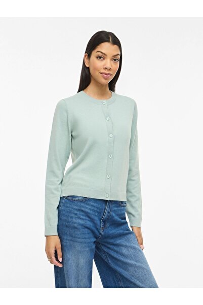 VILA Strickjacke VIMALU Rundhals