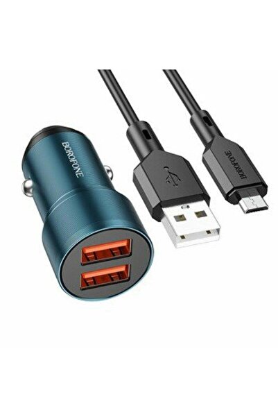 Borofone Зарядно за кола Wisdom BZ19, 2xUSB, 12W + USB/Micro USB кабел (Черен)