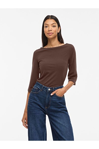 VILA Oberteil mit 3/4-Ärmeln VIEMILIE U-Boot-Ausschnitt