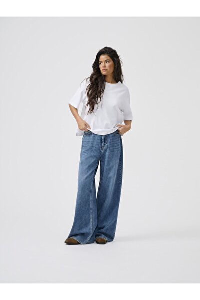 ONLY Jeans mit weitem Bein ONLSILKY Hohe Taille Weiter Beinschnitt Jeans