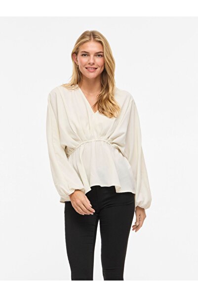 VILA Oberteil mit langen Ärmeln VISELIA V-Ausschnitt