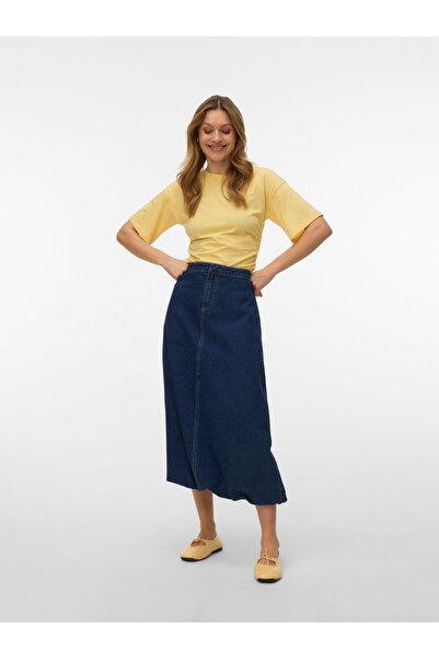 Vero Moda Jeansrock VMLINDA Mid Rise Langer Rock