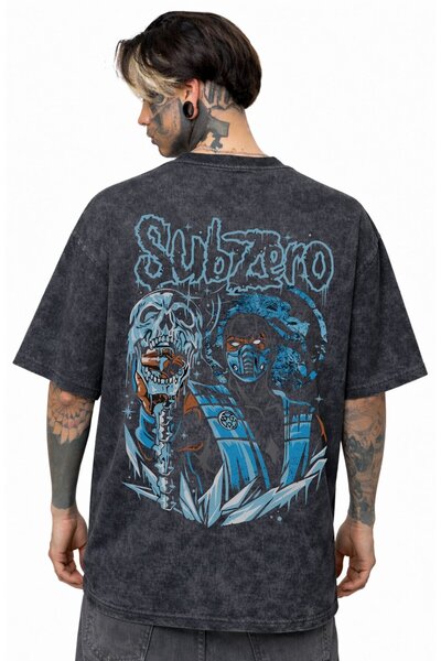 SEVBANO Subzero Mortal Kombat Anime Back Printed Unisex Oversized Vintage Was...