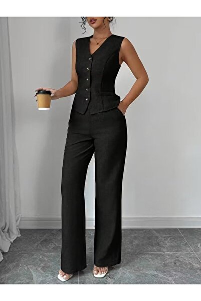 JANES Women's Strappy Button-Front Blouse and Pants Linen Two-Piece Set