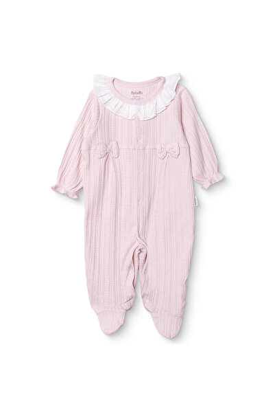 Bebetto Kız Bebek Tulum Çıtçıtlı Fırfırlı Yaka Uzun Kol Patikli
