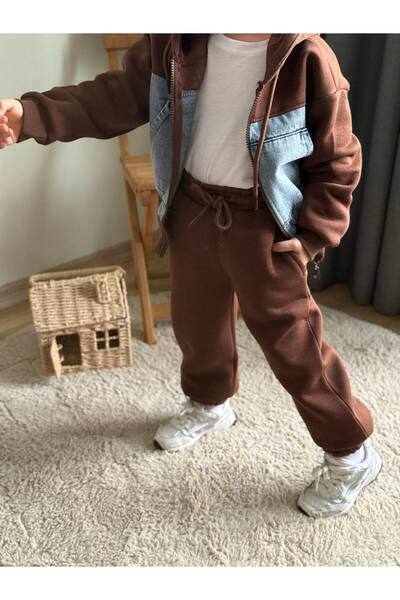 CHİCKİDSWEAR Girls' Denim Garnished Double Set