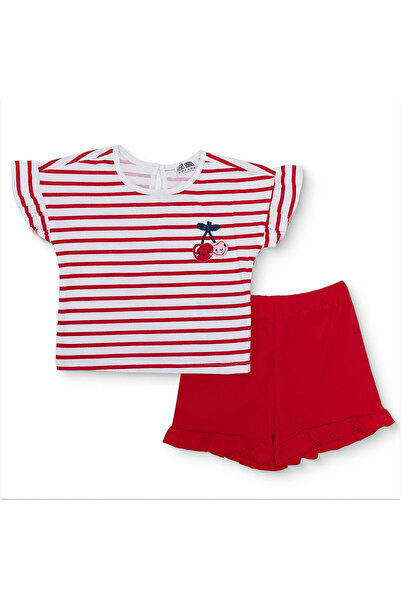 ebebek Hello Baby HelloBaby Kız Bebek Bluz-Şort Çizgili Düğmeli Bisiklet Yaka...