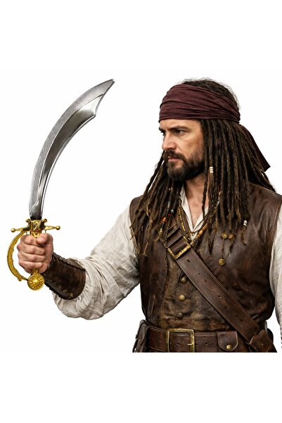 Mustran Sabie de pirat din plastic cu aspect metalic strălucitor 45 cm