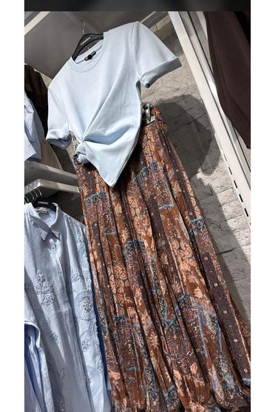 SONGÜLBERİK Women's Ethnic Patterned Bohemian Style Maxi Skirt