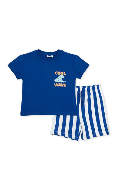 ebebek Hello Baby HelloBaby Erkek Bebek Tişört-Şort Çizgili Bisiklet Yaka Kıs...