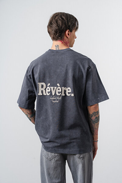 Respire Muški Revere Vezena Oversize kroj T-shirt Dimljeni