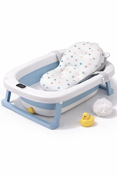 Otto Foldable Baby Bathtub with Integrated Digital Thermometer, Anatomical St...
