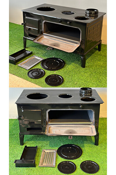 Empressco Siyah Saç Odun Sobası - Fırınlı, Dayanıklı ve Şık Tasarım