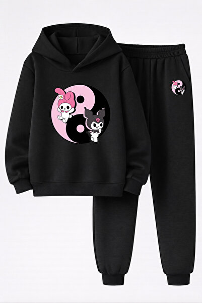 MAGORS Kuromi Printed 3-Yarn Quality Sweatshirt and Sweatpants Kids' Top-Bott...