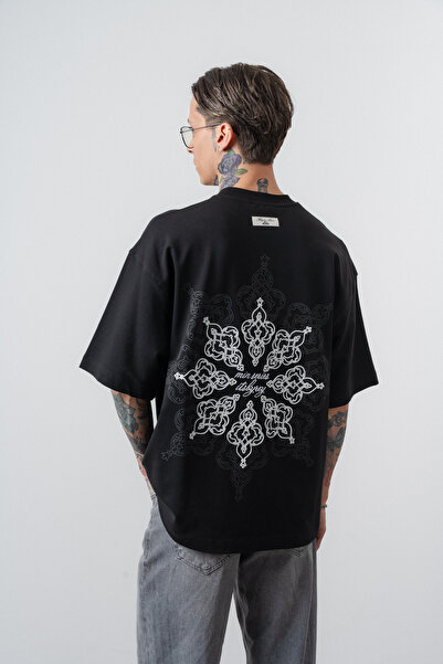 Respire Broderie Itsbyzey pentru bărbați supradimensionat tricou Negru