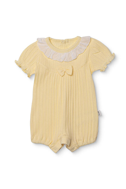 Bebetto Kız Bebek Kısa Tulum Fırfırlı Yaka Kısa Kol Lastikli