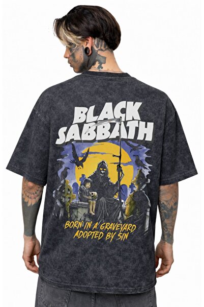 SEVBANO Μπλουζάκι Black Sabbath Rock Metal Music Group με στάμπα στην πλάτη, ...