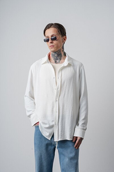 Respire Muška košulja Aerobin Oversize kroj sa dugim rukavima i detaljnim vez...