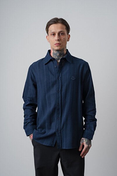 Respire Cămașă pentru bărbați, cu mânecă lungă, cu broderie, din muselină sup...