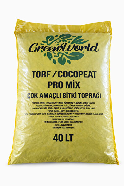 Green World Torf / Cocopeat Pro Mix 40 Litre | Çok Amaçlı Bitki Toprağı | Pro...