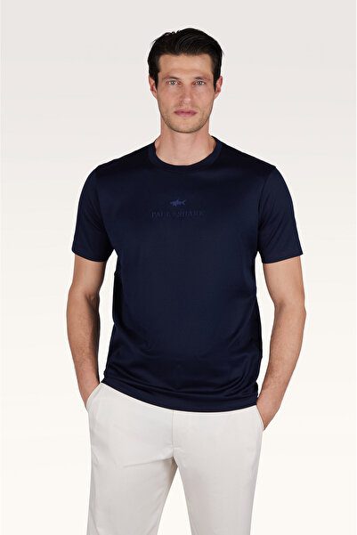 PAUL&SHARK Men's Short Sleeve Crew Neck Relaxed Fit Navy Blue T-Shirt 2641102...