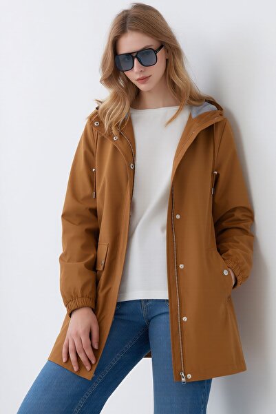 bacc Taba Hooded Zippered Double Pocketed Raincoat Jacket Bchnv-261269