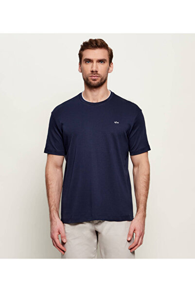 PAUL&SHARK Men's Short Sleeve Crew Neck Relaxed Fit Navy Blue T-Shirt 2641103...
