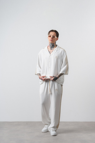 Respire Ανδρικό Σετ Πουκάμισο και Παντελόνι District Με κέντημα Fakir Kol ove...