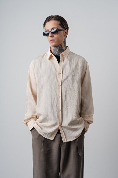 Respire Cămașă pentru bărbați RS Broderie cu dungi cu mânecă lungă supradimen...