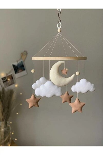 FN Ay Yıldız Temalı Keçe Bebek Beşik Dönencesi Beşik Süsü Montessori