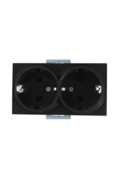 Mutlusan Priză cu împământare dublă cu butoane mecanice, neagră, fără ramă