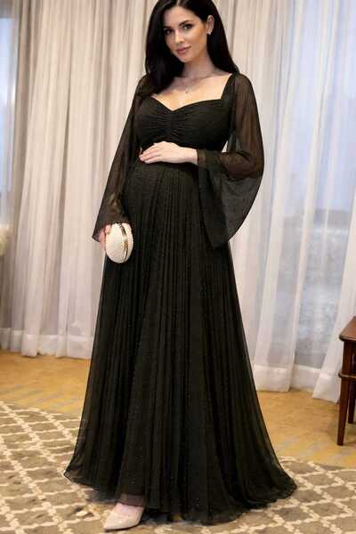 nouf black maternity georgette dress