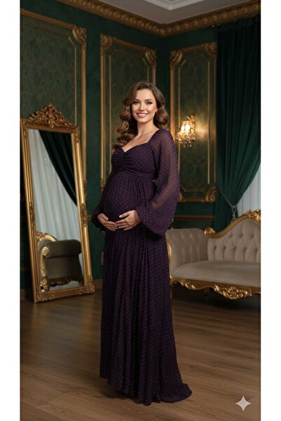 nouf black maternity georgette dress