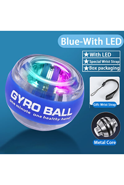 Choice3 كرة تقوية المعصم بتقنية LED باللون الأزرق، مزودة بجيروسكوب، تعمل بنظا...