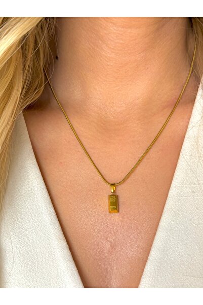 YOUES JEWELRY 316l Çelik Külçe Altın Renk Kadın Kolye